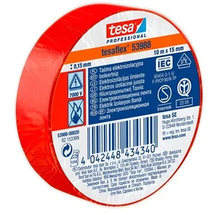 Tesa Taśma elektroizol.5000v pcw 10m:15mm czerwona (h5394703) H5398820 - Taśmy izolacyjne i naprawcze - miniaturka - grafika 1