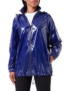 Kurtki damskie - Armani Exchange Damska kurtka przeciwdeszczowa, z błyszczącą tkaniną, z odpinanym kapturem, krój casual fit, Blue Speed, L - miniaturka - grafika 1