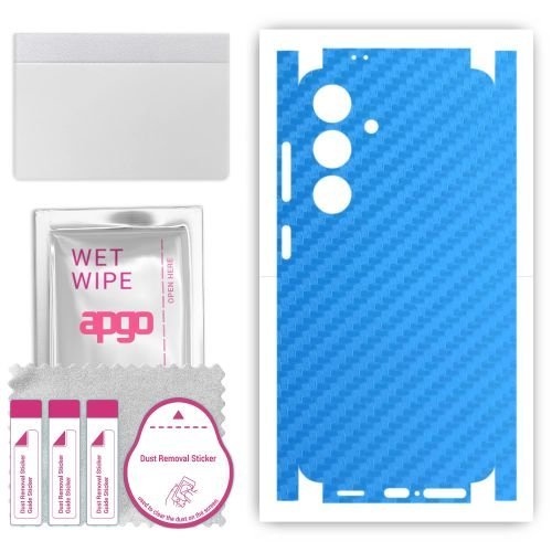 folia naklejka skórka strukturalna na TYŁ+BOKI do Samsung Galaxy S24 - Carbon Niebieski - apgo SKINS