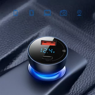 Baseus ładowarka samochodowa USB / USB Typ C 65 W 5 A SCP Quick Charge 4.0+ Power Delivery 3.0 ekran LCD szary (CCKX-C0G) - Ładowarki samochodowe - miniaturka - grafika 12