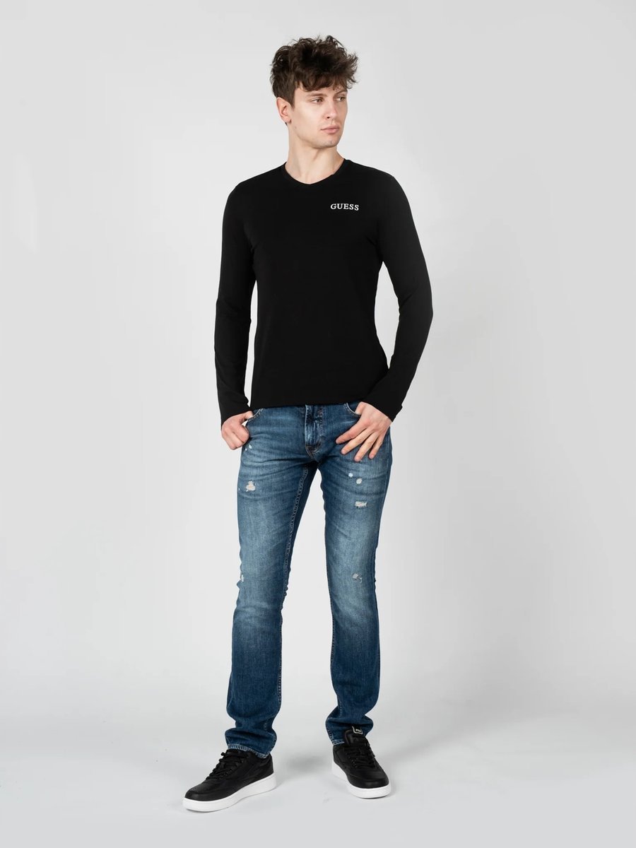 GUESS MĘSKIE JEANSY PROSTE Z PRZETARCIAMI NIEBIESKIE 30/34 GGA