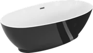 Wanny - Mexen Bilbao wanna wolnostojąca 180 x 90 cm, biała/czarna, przelew gun metal szczotkowany - 51311809075-95 - miniaturka - grafika 1
