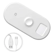 Ładowarki do telefonów - Baseus 3w1 ładowarka bezprzewodowa Qi do telefonu, Apple Watch i słuchawek AirPods 18W biały (WX3IN1-02) - miniaturka - grafika 1