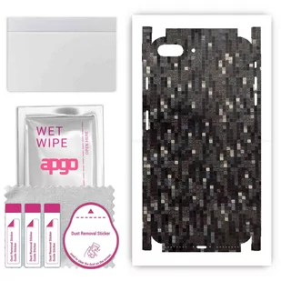 Folia naklejka skórka strukturalna na TYŁ+BOKI do Apple iPhone 7 Plus -  Carbon Pixel Czarny - apgo SKINS - Szkła hartowane na telefon - miniaturka - grafika 1