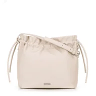Torebki damskie - Damska torebka crossbody z dekoracyjnymi wiązaniami kremowa - miniaturka - grafika 1