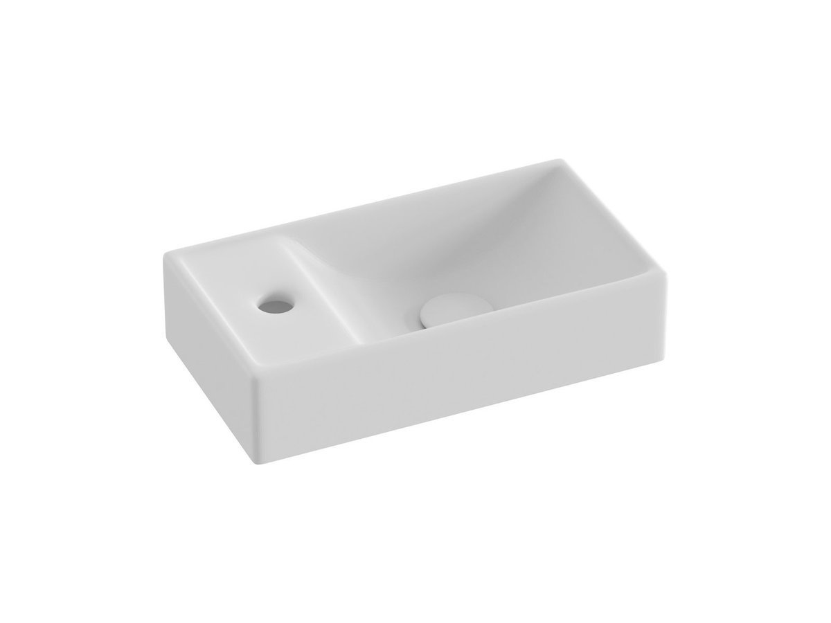 Ravak Prostokątna umywalka ceramiczna Veda 400 Slim Wall L biały mat 1szt