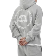 Bluzy sportowe męskie - MANTO Bluza Z Kapturem Label 25 Oversize Melange Grey - miniaturka - grafika 1