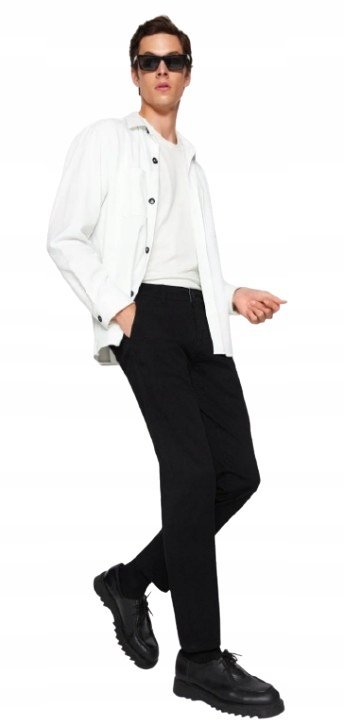 TRENDYOL CZARNE PROSTE SPODNIE BAWEŁNIANE CASUAL 31 5_A