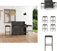 Meble ogrodowe - vidaXL 5-częściowy ogrodowy zestaw barowy z poduszkami szary - Zestawy mebli ogrodowych - miniaturka - grafika 1