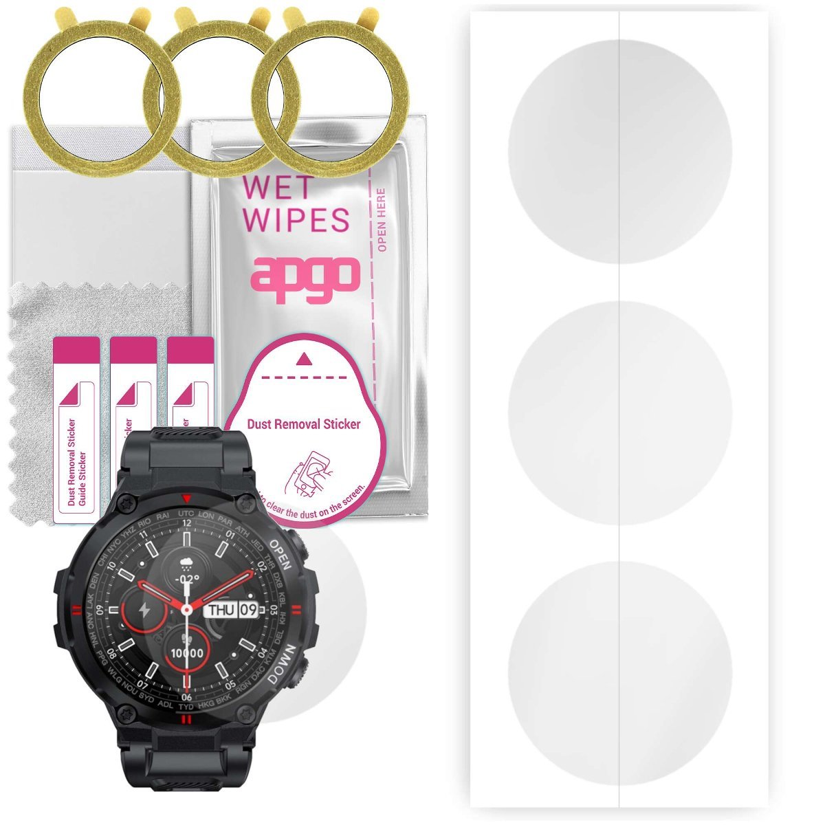 3x Folia hydrożelowa do Rubicon RNCE73 - apgo Smartwatch Hydrogel Protection Ochrona na ekran smartwatcha