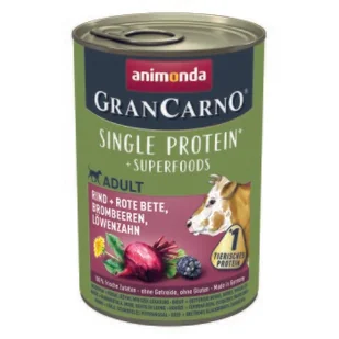 animonda GranCarno Single Protein Superfoods Wołowina i buraki czerwone, jeżyny, mniszek lekarski 6x400 g - Mokra karma dla psów - miniaturka - grafika 1