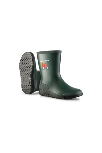 Dunlop Mini dziecięce kalosze – w 100% wodoszczelne, kalosze dla dzieci; dla dziewcząt i chłopców – rozmiar 20-30, Heritage Green, 23 EU
