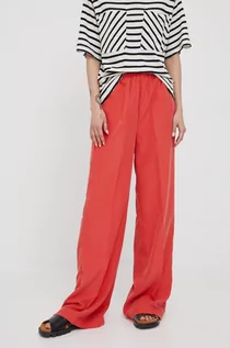 Spodnie damskie - Sisley spodnie damskie kolor czerwony proste high waist - grafika 1