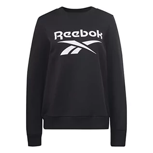 Bluzy damskie - Reebok Damska bluza polarowa z dużym logo, czarna, XL, Czarny, XL - grafika 1