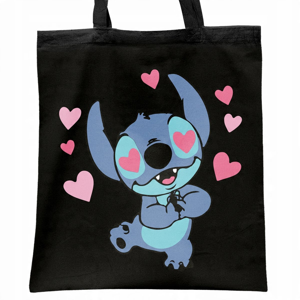 Torba bawełniana czarna na zakupy Stitch Lilo i Stich Dla Fanów