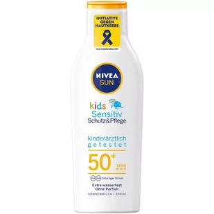 Nivea Sun Kids Sensitiv ochrona i pielęgnacja, mleczko do opalania LSF 50+ (200 ml), bardzo odporny na działanie wody krem przeciwsłoneczny z LSF 50+, balsam do opalania dla wrażliwej skóry dziecka - Balsamy i kremy do opalania - miniaturka - grafika 1