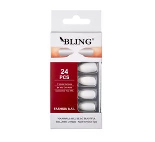 Tipsy BLING, Sztuczne paznokcie, Fashion Nail (24 szt.) – białe, matowe - Sztuczne paznokcie i akcesoria - miniaturka - grafika 1