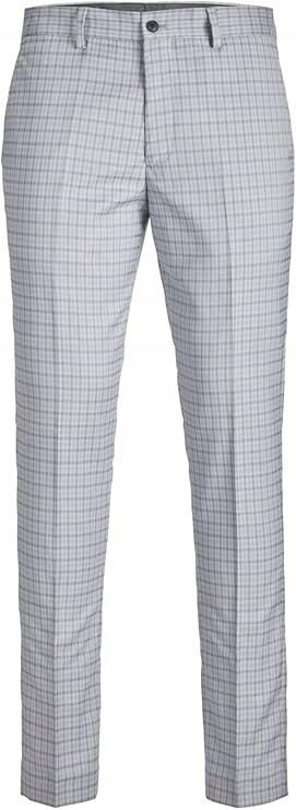 JACK&JONES SPODNIE MĘSKIE GARNITUROWE SZARE W KRATĘ 48 JSK