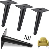 Zawiasy, okucia i inne akcesoria - Zestaw 4 nóżek meblowych, nośność do 600 kg, metalowe nogi do szafek o szerokości 15 cm, stożkowe nogi do stołu, nogi meblowe do szafek, sof, ze śrub - miniaturka - grafika 1