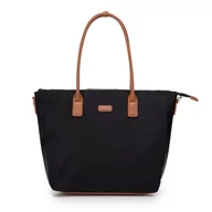 Torebki damskie - Damska shopperka z nylonu czarno - brązowa - miniaturka - grafika 1