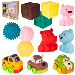 Klocki Sensoryczne Gumowe Wieża Piramida Montessori Miękkie Kreatywne 13 El - Klocki - miniaturka - grafika 1