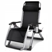 Leżaki ogrodowe - LEŻAK OGRODOWY GRAWITACYJNY WYGODNY PLAŻOWY FOTEL SOLIDNY NA TARAS ZAGŁOWEK - miniaturka - grafika 1