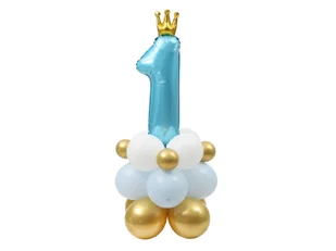 Zestaw balonów na roczek niebiesko-złoty - 19 szt. - Baby shower i roczek - miniaturka - grafika 1