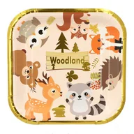 Dekoracje i nakrycia stołu na imprezę - Talerzyki Papierowe Woodland 18cm 6Szt - miniaturka - grafika 1