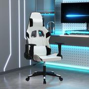 Fotele gamingowe - Lumarko Masujący fotel gamingowy, biało-czarny, sztuczna skóra - miniaturka - grafika 1