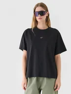 Koszulki sportowe damskie - Damski t-shirt oversize z nadrukiem 4F 4FWAW24TTSHF1702 - czarny - miniaturka - grafika 1