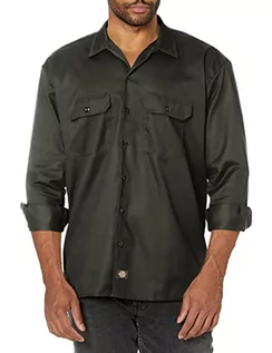 Koszule męskie - Dickies Męska koszula z długim rękawem do pracy o regularnym kroju na co dzień, Oliwkowo-zielony, XL - grafika 1