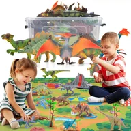 Figurki dla dzieci - DUŻY ZESTAW FIGURKI DINOZAUR JURASSIC 12 szt + MATA Tyrannosaurus Rex - miniaturka - grafika 1
