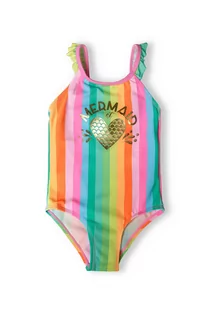 Stroje kąpielowe dla dziewczynek - Kostium kąpielowy jednoczęściowy niemowlęcy w kolorowe paski - grafika 1