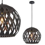 Lampy sufitowe - Ażurowa lampa wisząca Hilo do przedpokoju metalowa czarna - miniaturka - grafika 1