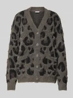 Swetry damskie - Kurtka z dzianiny z obszyciem sztucznym futrem model ‘FLYNN’ - miniaturka - grafika 1