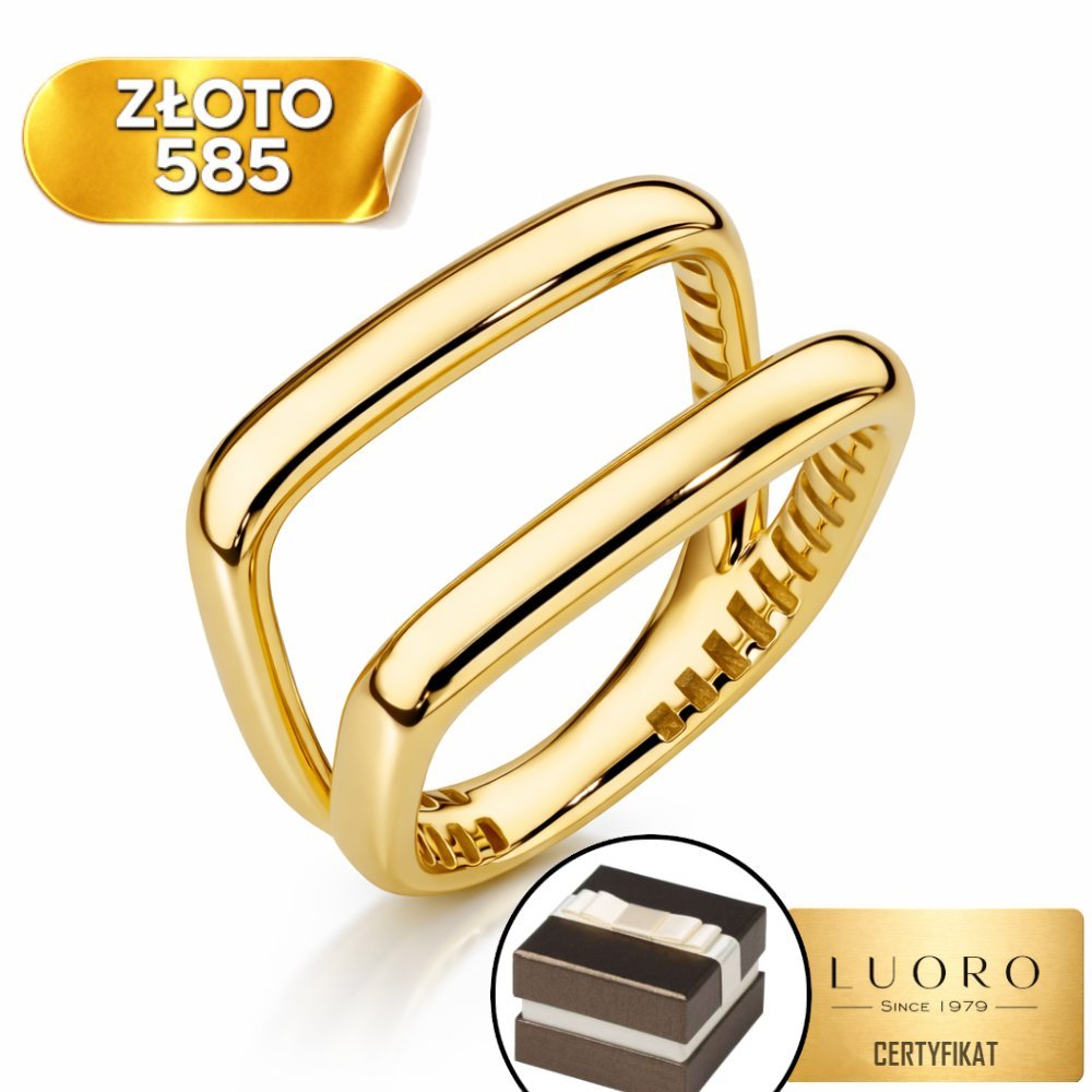 PIERŚCIONEK ZŁOTY 585 14K PROSTOKĄTNY ŻÓŁTE ZŁOTO DELIKATNY R16