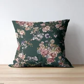Poduszki ogrodowe - Poduszka z poszewką ogrodowa wzór Kwiaty na butelkowej zieleni - miniaturka - grafika 1