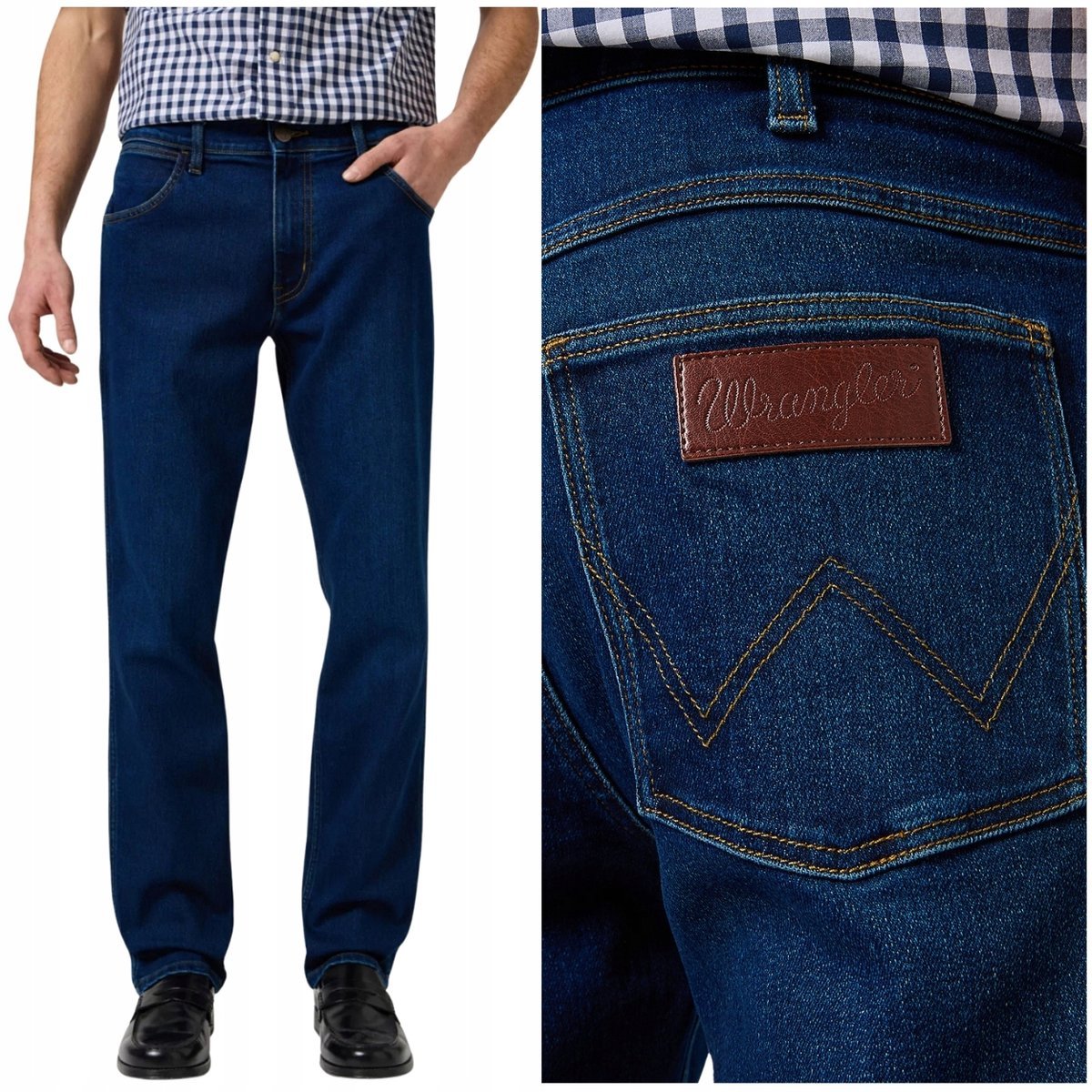 Wrangler GREENSBORO Cosmic Blue elastyczne proste spodnie jeansowe W40 L30