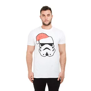 Koszulki męskie - Star Wars Męski T-shirt Trooper Santa, biały, S - grafika 1