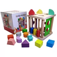 Zabawki interaktywne dla dzieci - Drewniana Układanka Montessori Kostka Nauka Figur Sorter Dopasowanie Klocki - miniaturka - grafika 1