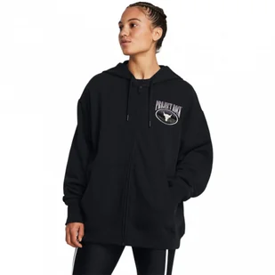 Damska bluza treningowa rozpinana z kapturem Under Armour Project Rock HW Terry FZ OS Q1 - czarna - Bluzy damskie - miniaturka - grafika 1