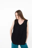 Bluzki damskie - Tunika koszulka czarna lniana.polski len - miniaturka - grafika 1