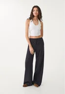 Spodnie damskie - Stradivarius Luźne spodnie w prążki Morski XL - miniaturka - grafika 1