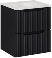 Szafki łazienkowe - CZARNA szafka łazienkowa z umywalką 50 cm NOVA BLACK 82-50 z szufladami - miniaturka - grafika 1