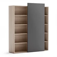 Szafy biurowe - PLAN Szafa biurowa bez drzwi BLOCK Wood, grafitowa 611229 - miniaturka - grafika 1