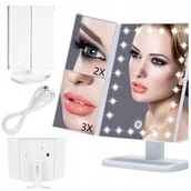 Lusterka do makijażu - Lusterko Do MAKIJAŻU Podświetlane LED Kosmetyczne Stojące POWIĘKSZAJĄCE 3X! - miniaturka - grafika 1