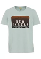 Koszulki męskie - camel active Męski t-shirt z krótkim rękawem z bawełny ekologicznej, jasnozielony, XL - miniaturka - grafika 1