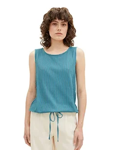TOM TAILOR Damski 1036892 Top, 32056-Petrol Green Thin Stripe, XXL, 32056 - Petrol Green Thin Stripe, XXL - Koszulki i topy damskie - miniaturka - grafika 1