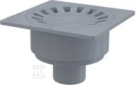 Odwodnienia, kanały i akcesoria - Kratka ściekowa 150x150/50 mm odpływ pionowy, kratka szara, syfon mokry - miniaturka - grafika 1
