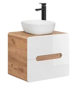 Umywalki - Elior Szafka z umywalką nablatową biały połysk T3-S92 - miniaturka - grafika 1